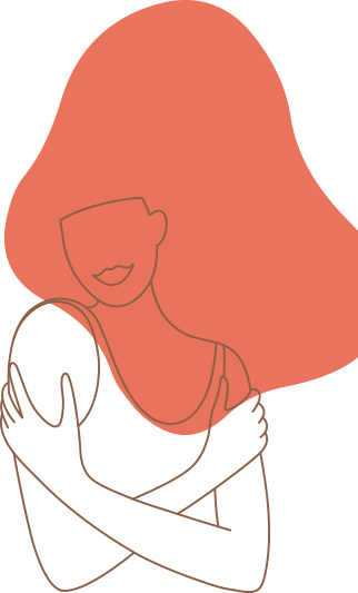 Ilustração com contornos femininos de braços e rosto
